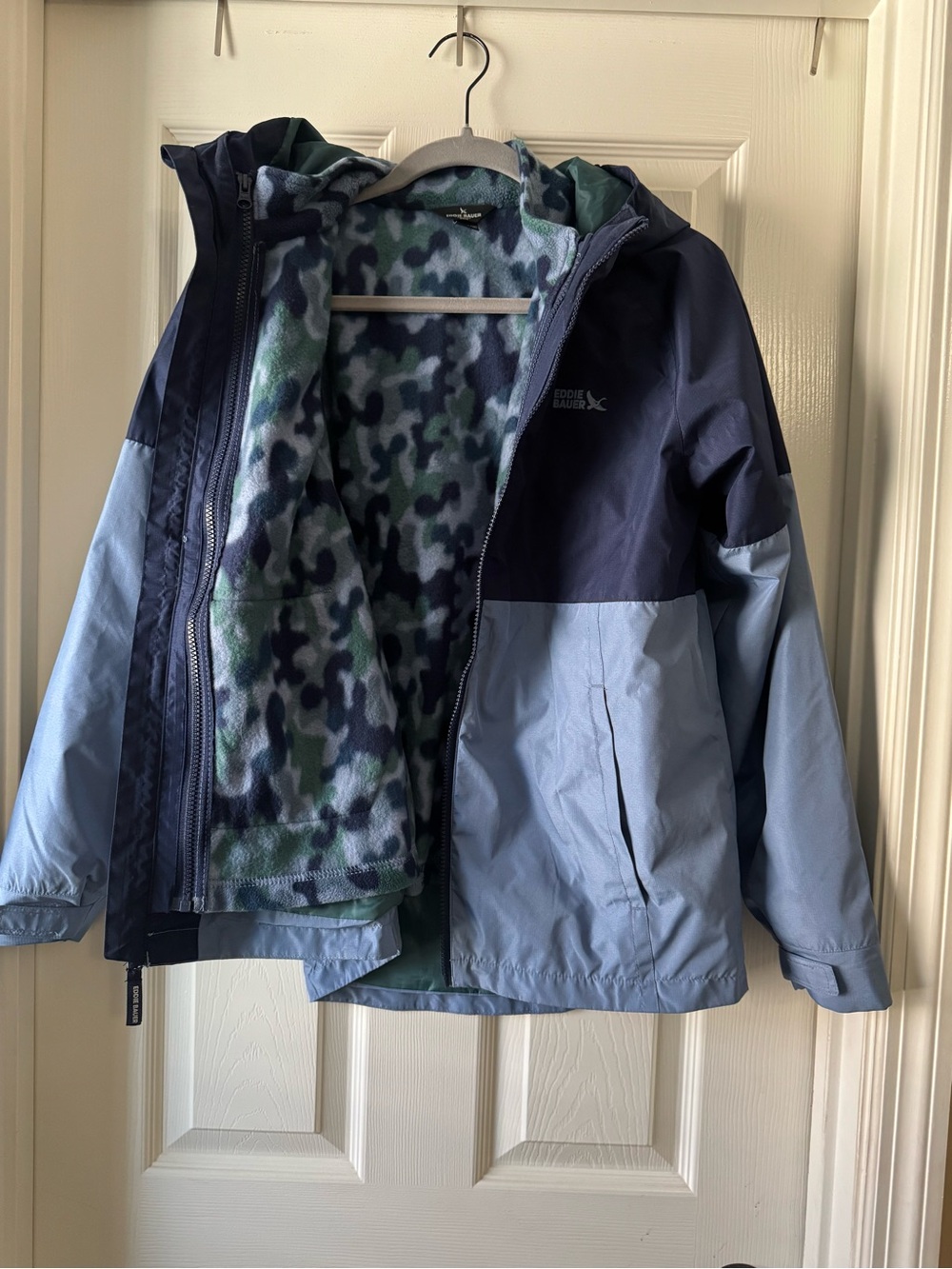 Eddie Bauer 3-in-1 Blue Two-Tone Hooded Kids Jacket (Size L 14/16)